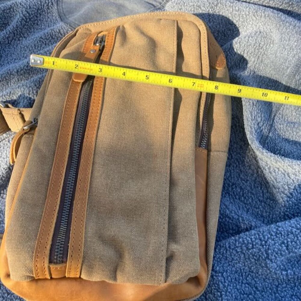 United Leather Canvas Sling Bag Brown NWOT - Picture 12 of 16